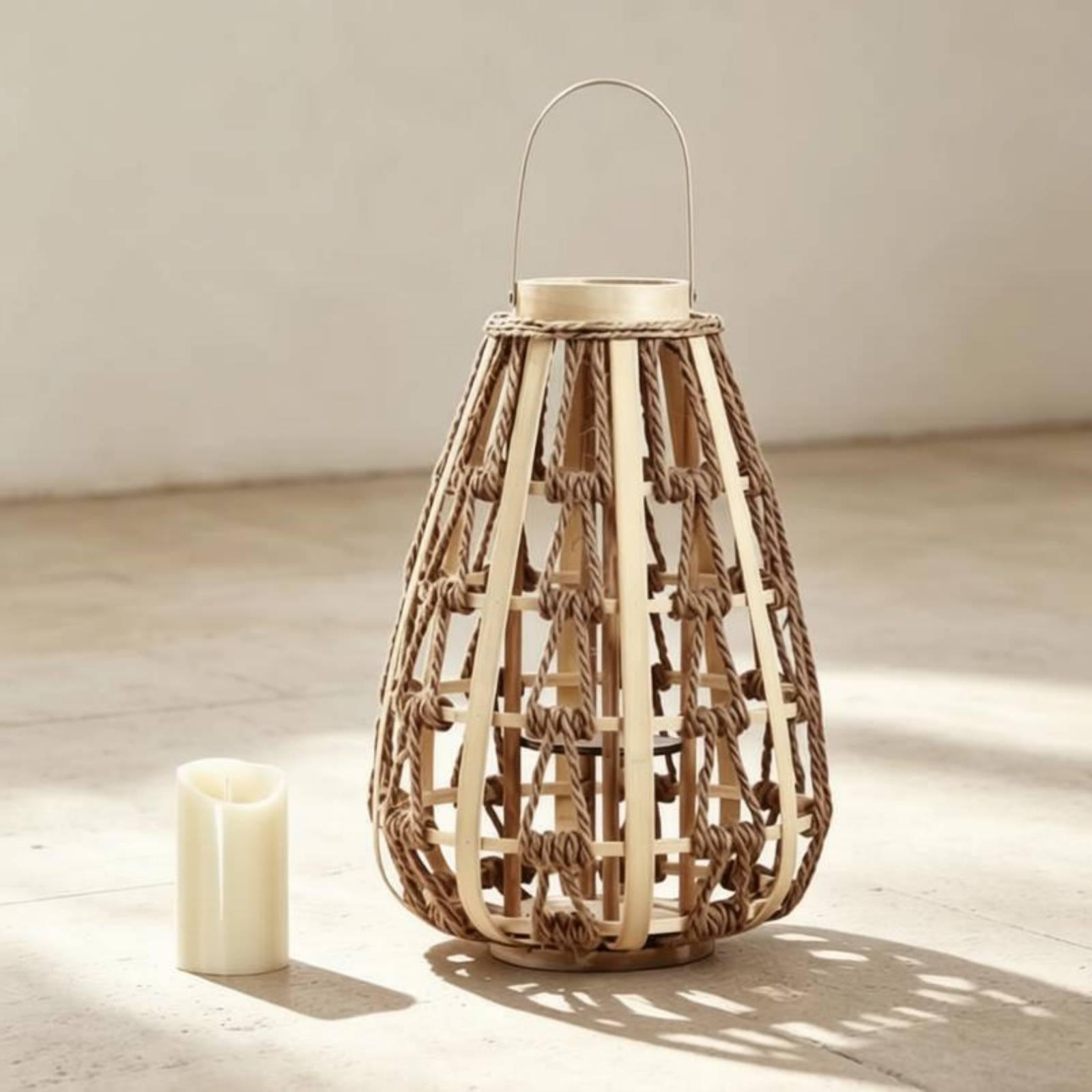 Candle Holder Decor - Portacandele a lanterna in legno naturale
