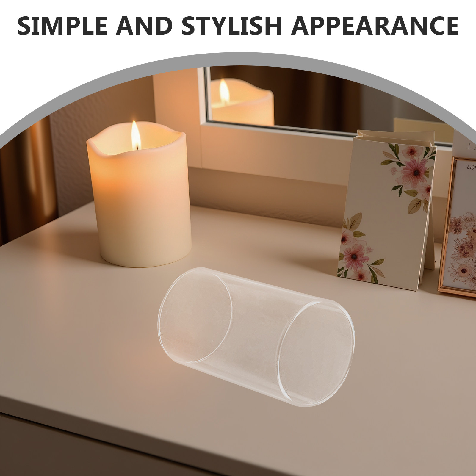 Candle Holder Decor - Portacandele in vetro, paralume cilindrico trasparente