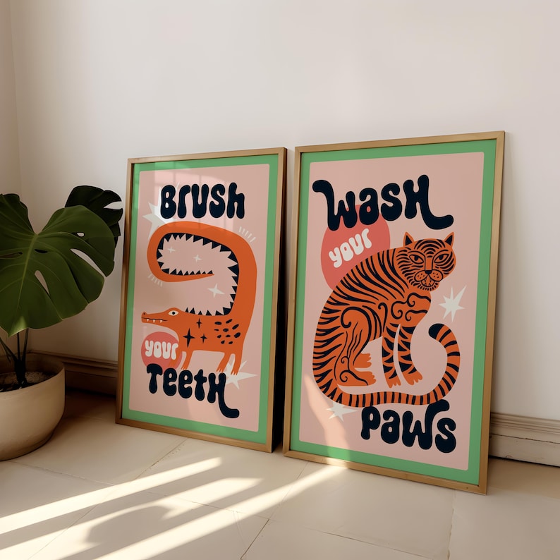 2 pz/set Tigre Lavare Le Zampe - Abstract Canvas Set recensione e prezzo